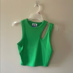 Green Ribbed Women's Tank Top